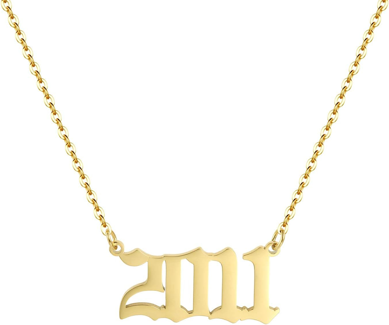 Birth Year Necklace 18K Gold Plated Birth Year Number Pendant Necklace Stainless Steel Birthday Year Necklace for Women,1970-2024