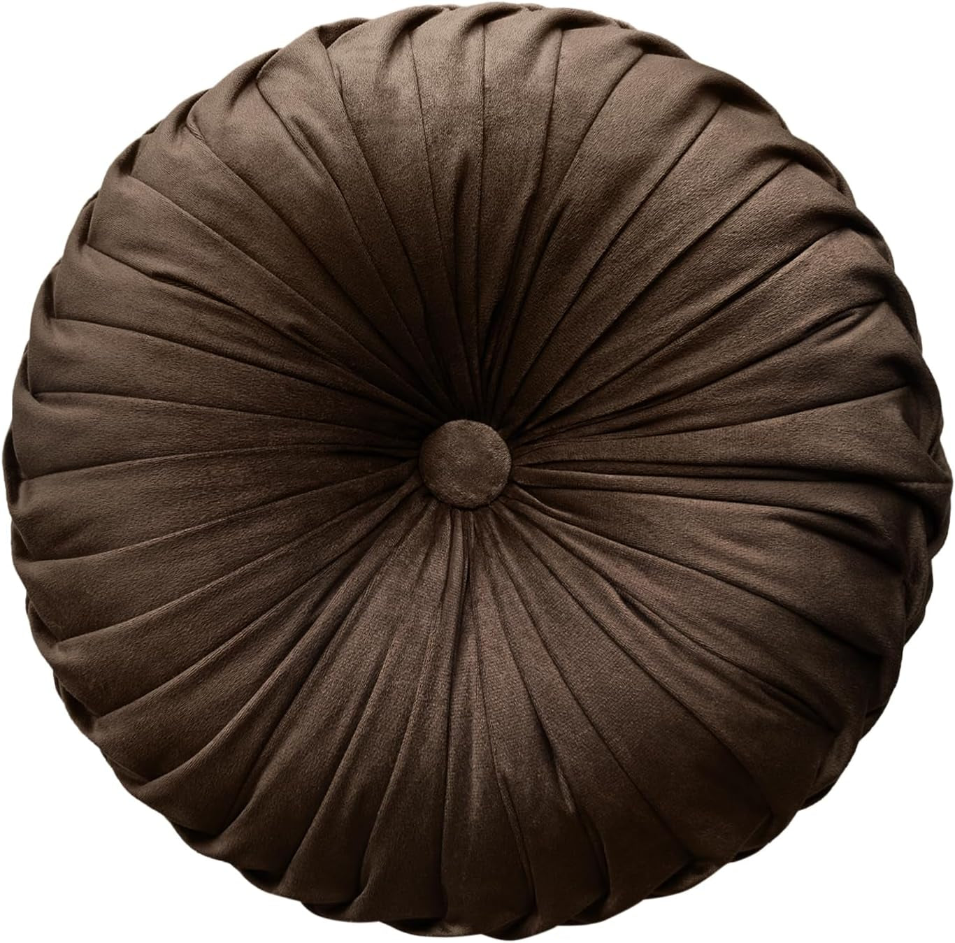 Round Throw Pillow Velvet Home Decoration Pleated round Pillow Cushion for Couch Chair Bed Car Grey (Apricot)