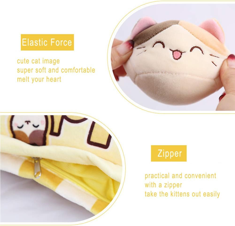Cute Plush Pillow Throw Pillow Removable Stuffed Animal Toys Creative Gifts for Girls (Kitten)