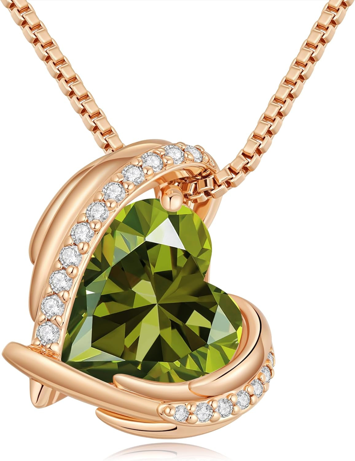 Mothers Day Gifts for Mom,Love Heart Pendant Necklaces for Women, Silver Tone Rose Gold Tone Birthstone Jewelry Gifts for Wife Her
