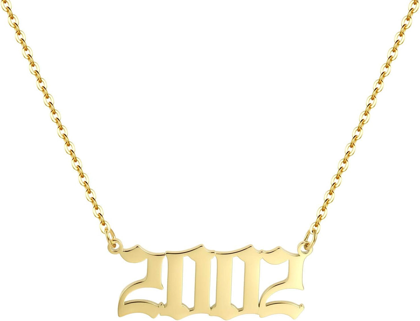 Birth Year Necklace 18K Gold Plated Birth Year Number Pendant Necklace Stainless Steel Birthday Year Necklace for Women,1970-2024