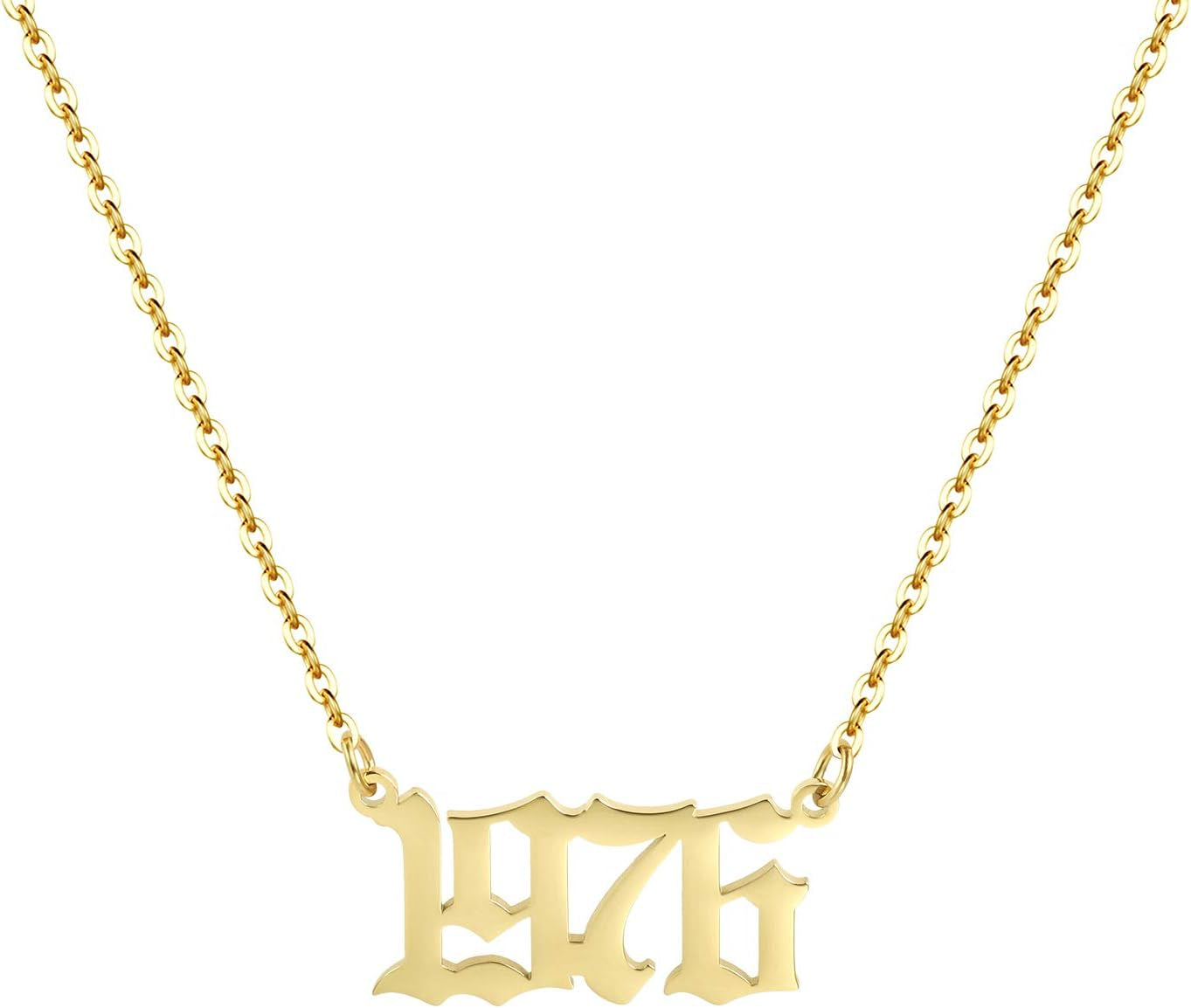 Birth Year Necklace 18K Gold Plated Birth Year Number Pendant Necklace Stainless Steel Birthday Year Necklace for Women,1970-2024