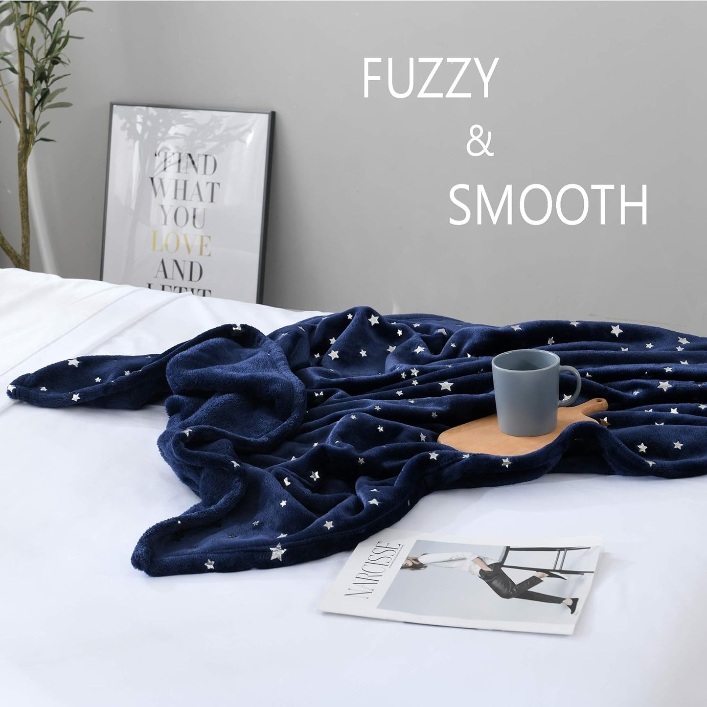 Throw Blanket, Ultra Soft Thick Microplush Bed Blanket, All Season Premium Fluffy Microfiber Fleece Throw for Sofa Couch (Twin Size 65"X80", Navy Blue)