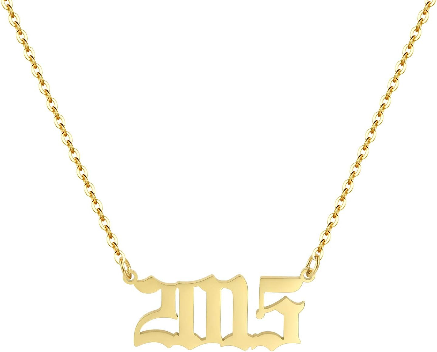 Birth Year Necklace 18K Gold Plated Birth Year Number Pendant Necklace Stainless Steel Birthday Year Necklace for Women,1970-2024