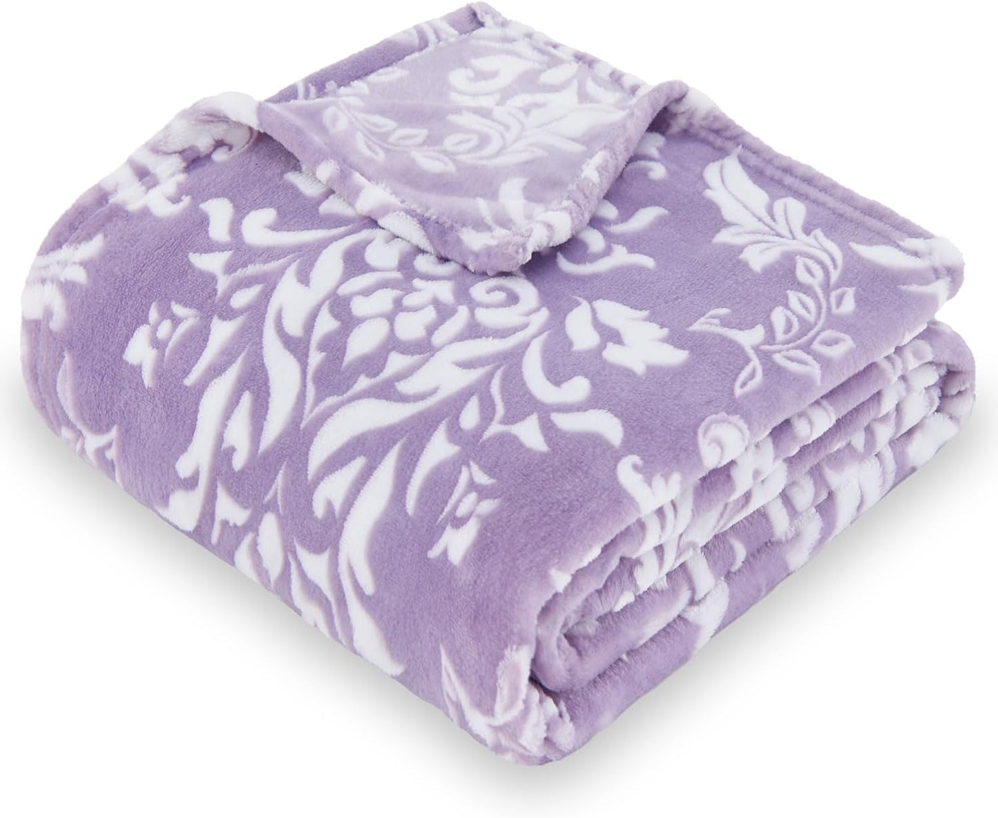 Super Soft Flannel Fleece Bed Blanket, Lightweight Cozy Warm Leaves Textured Plush Blanket as Bedspread Coverlet Bed Cover for All Seasons, 90 X 90 Inches, Blue Coral