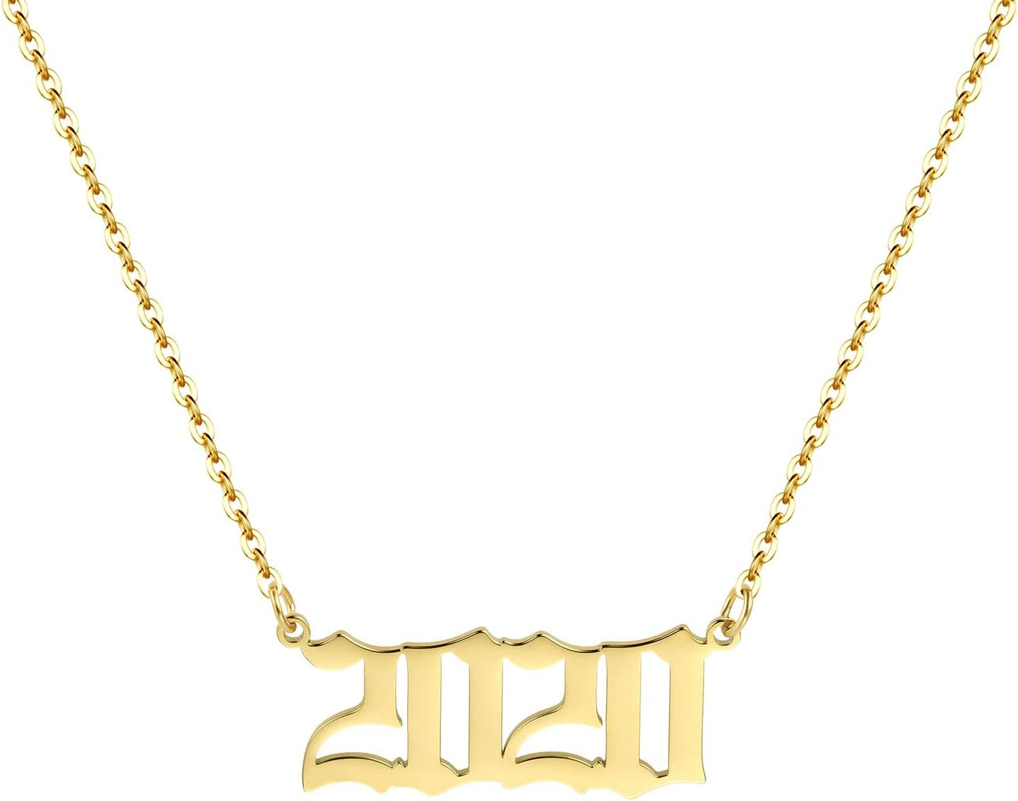 Birth Year Necklace 18K Gold Plated Birth Year Number Pendant Necklace Stainless Steel Birthday Year Necklace for Women,1970-2024