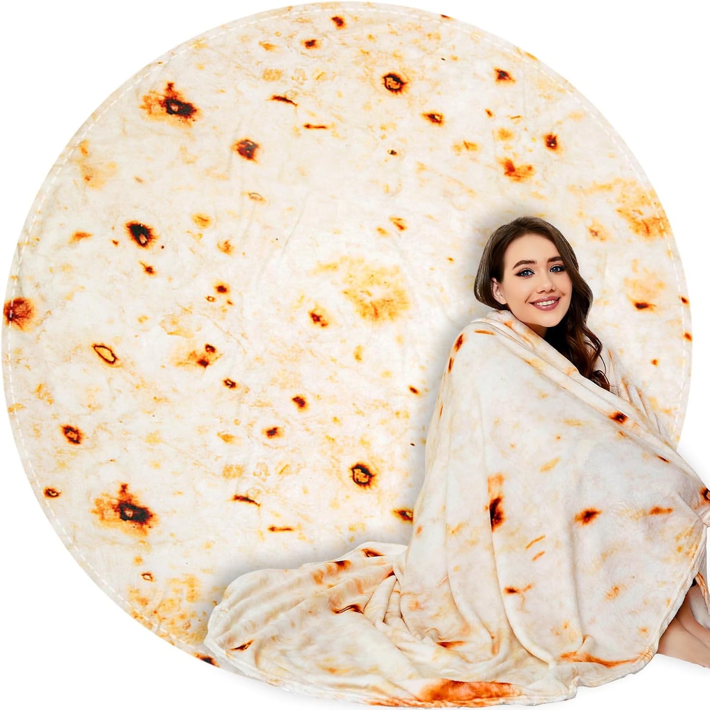 Pizza Blanket for Teen Kids, 60 Inch Throw Blanket, round Pepperoni Pizza Food Blanket, Funny Gifts for Boy Girl, Soft Flannel Blanket for Bed Office Travel
