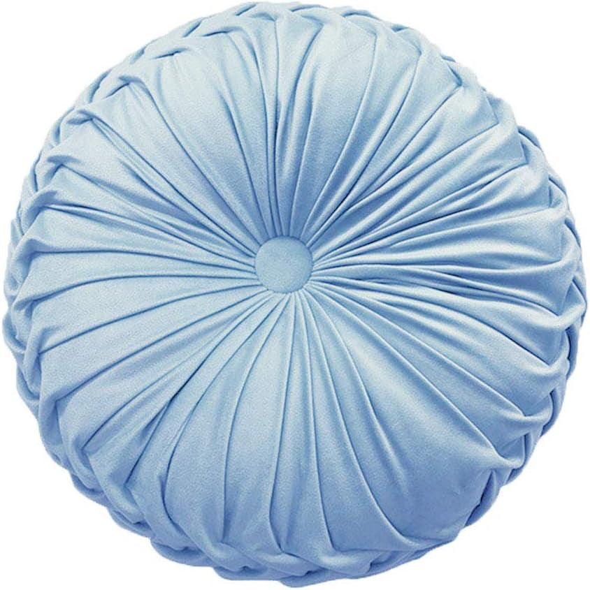 Round Throw Pillow Velvet Home Decoration Pleated round Pillow Cushion for Couch Chair Bed Car Grey (Apricot)