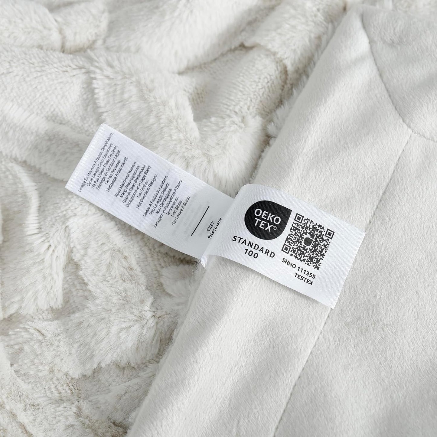 Faux Fur Throw Blanket for Couch, Jacquard Fuzzy Plush Soft Thick Winter Throw Blanket for Sofa Bed Living Room Bedroom,50"X60" Beige