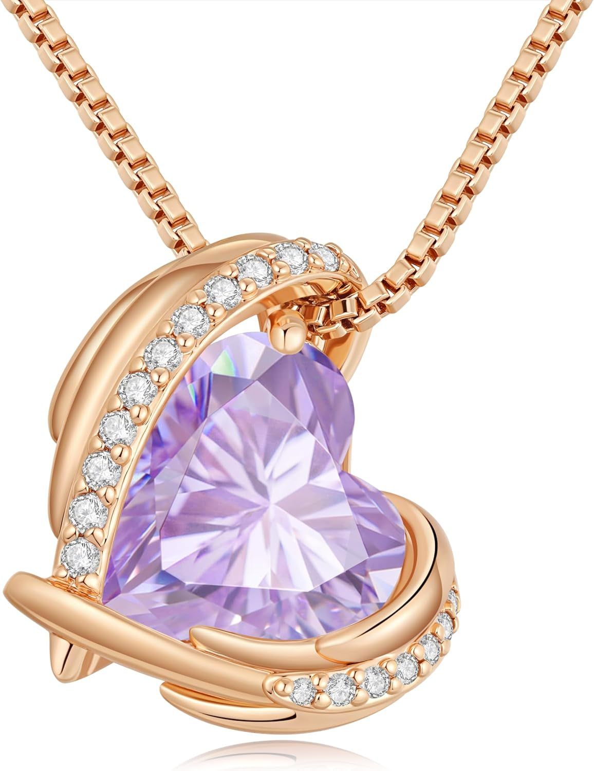 Mothers Day Gifts for Mom,Love Heart Pendant Necklaces for Women, Silver Tone Rose Gold Tone Birthstone Jewelry Gifts for Wife Her