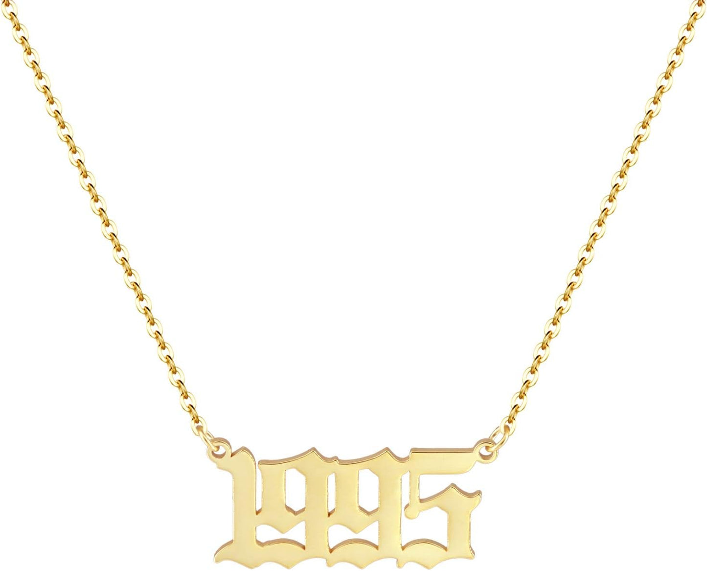Birth Year Necklace 18K Gold Plated Birth Year Number Pendant Necklace Stainless Steel Birthday Year Necklace for Women,1970-2024