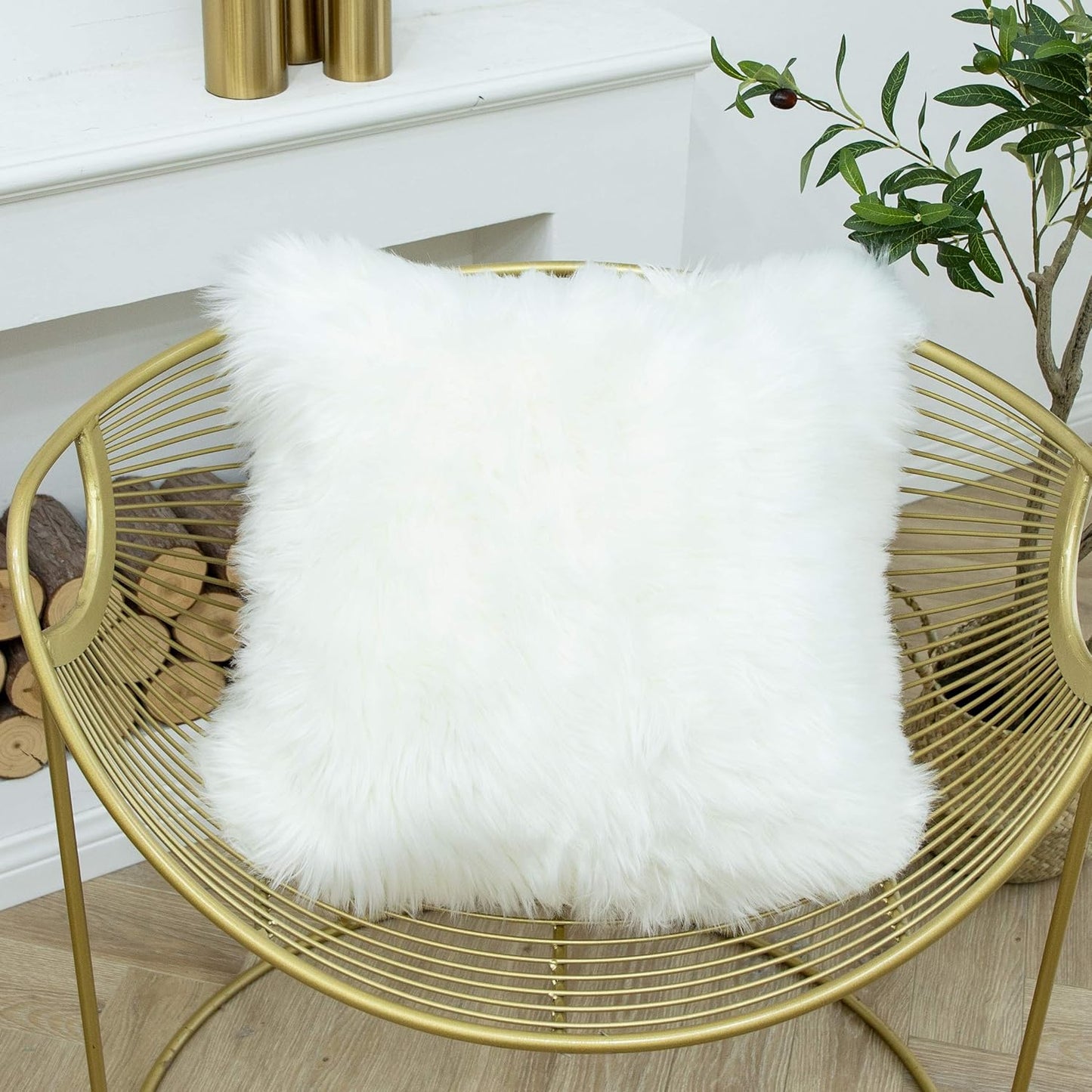 Decorative Lumbar Soft Faux Fur Throw Pillow Cover Luxury Series Rectangle Plush Pillow Case Cushion Cover for Couch Sofa Bed (12" X 20", White)