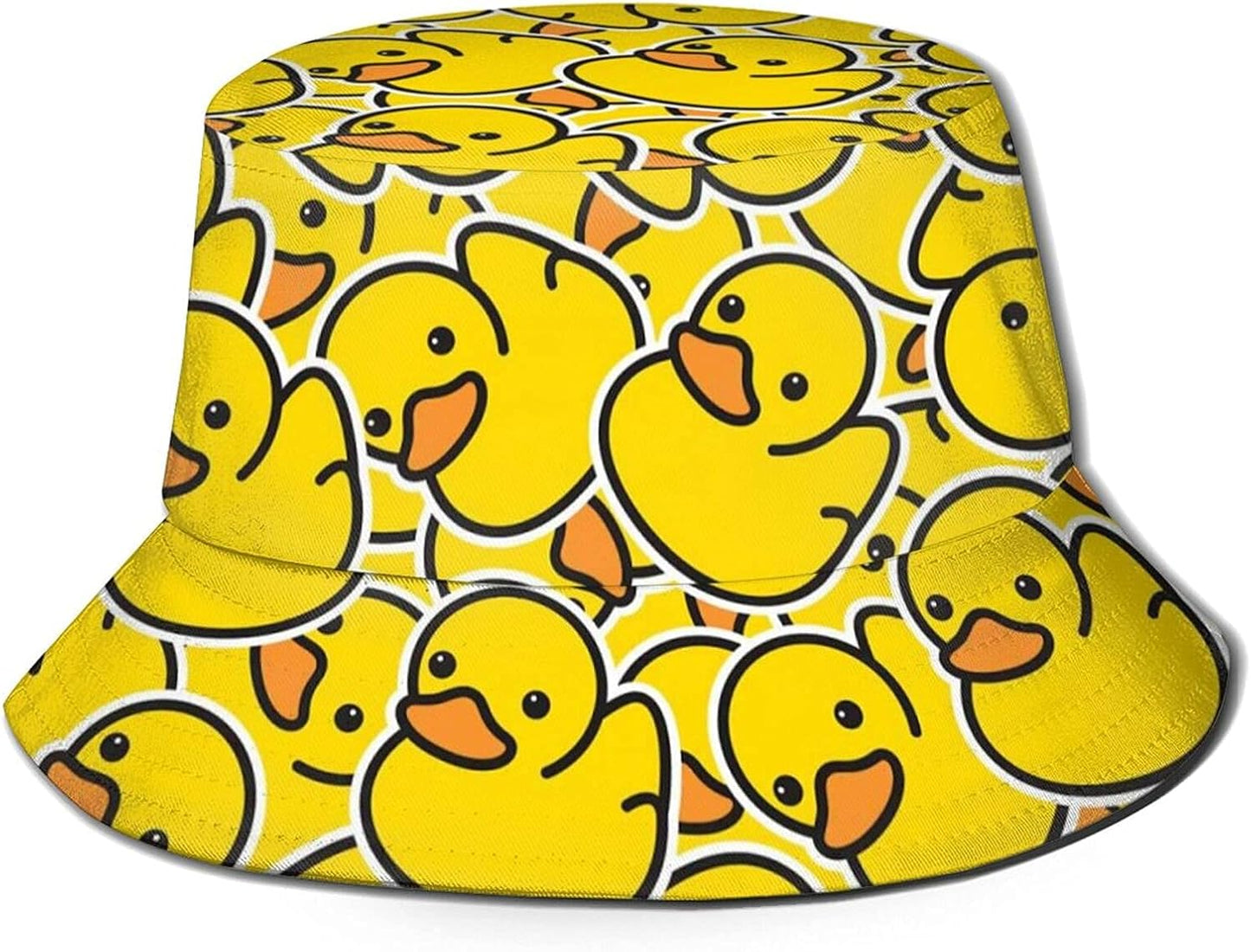 Rubber Duck Pattern Bucket Hats Fashion Sun Cap Packable Outdoor Fisherman Hat for Women and Men