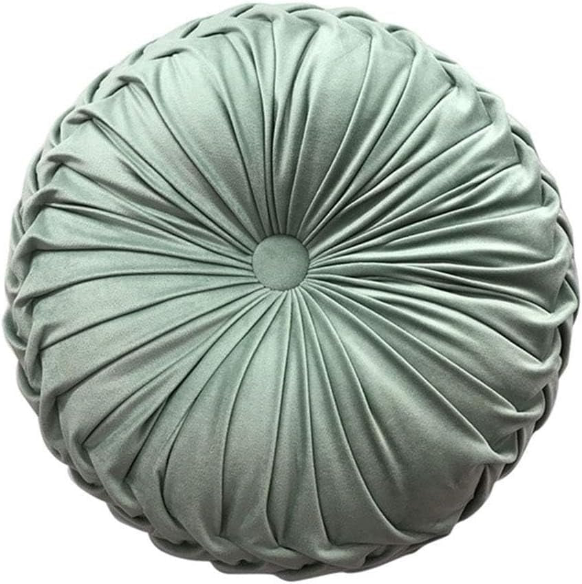 Round Throw Pillow Velvet Home Decoration Pleated round Pillow Cushion for Couch Chair Bed Car Grey (Apricot)