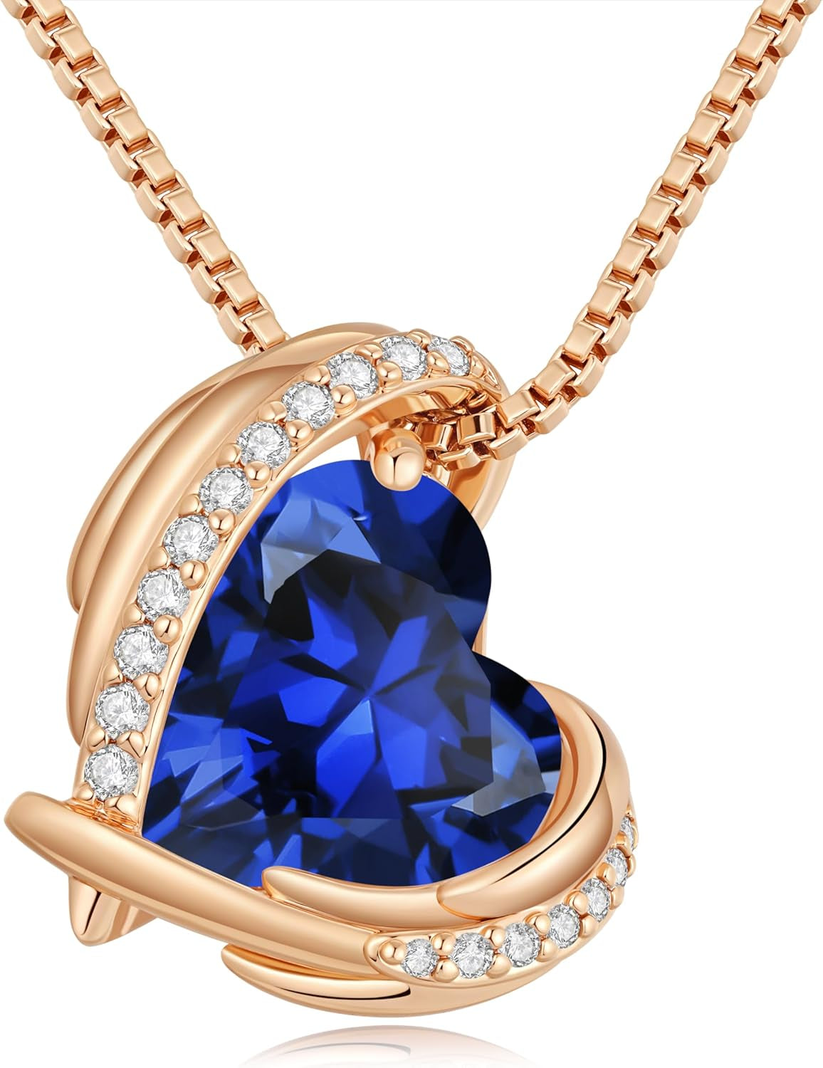 Mothers Day Gifts for Mom,Love Heart Pendant Necklaces for Women, Silver Tone Rose Gold Tone Birthstone Jewelry Gifts for Wife Her