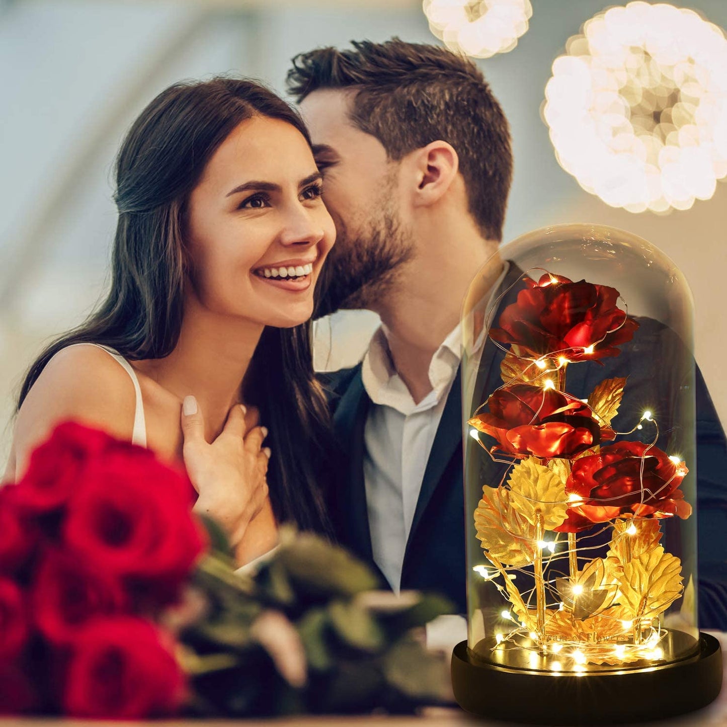 Birthday Gifts for Women,Anniversary Rose Gifts for Wife,Galaxy Flower Rose with 2 Lighting Mode,Colorful Gold Foil Enchanted Rose in Glass Dome,Flower Rose Gifts for Mom Wife Girlfriend Sister Friend