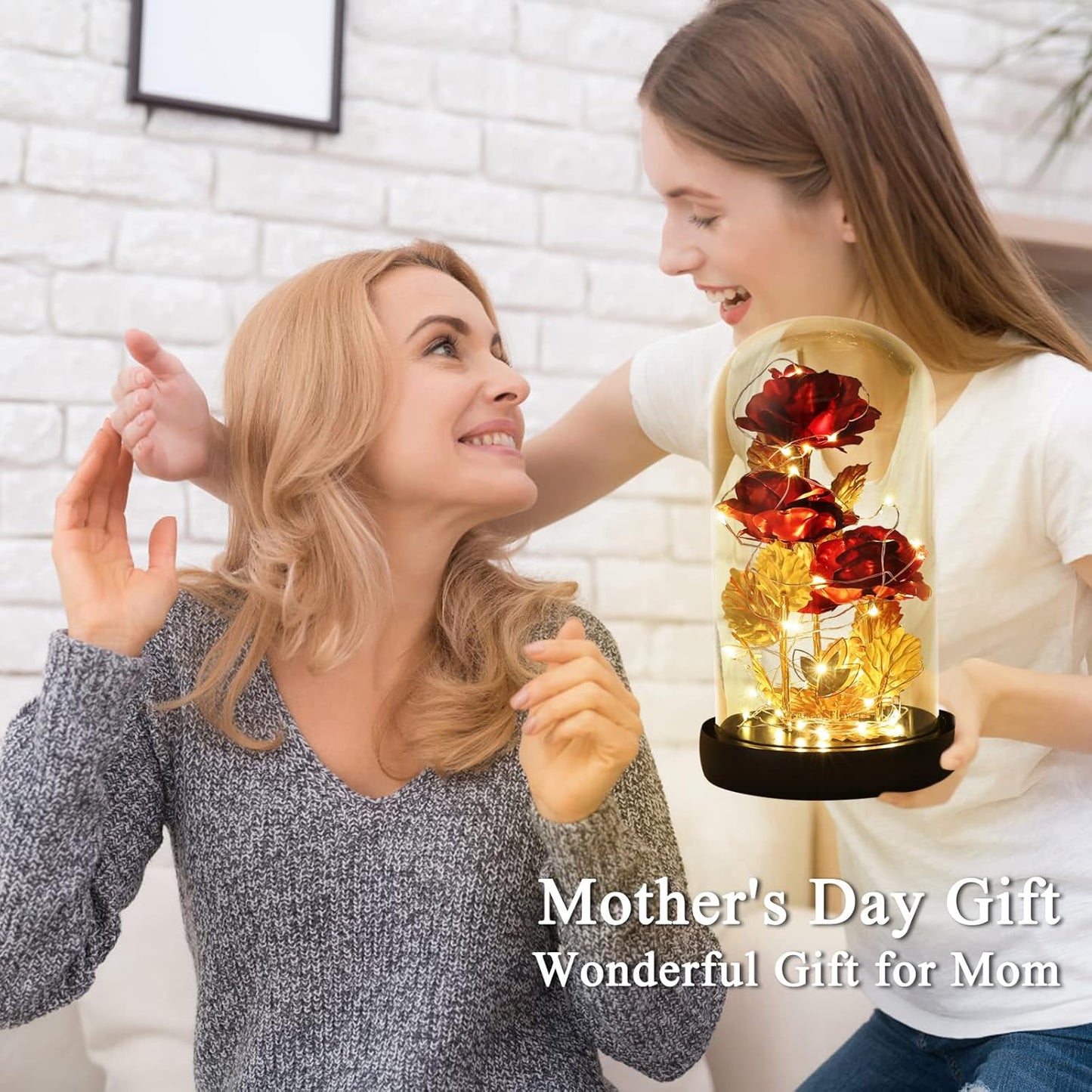 Birthday Gifts for Women,Anniversary Rose Gifts for Wife,Galaxy Flower Rose with 2 Lighting Mode,Colorful Gold Foil Enchanted Rose in Glass Dome,Flower Rose Gifts for Mom Wife Girlfriend Sister Friend