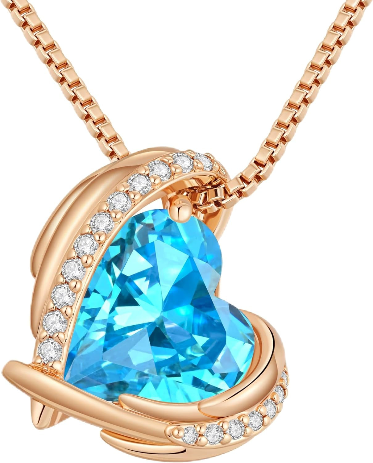 Mothers Day Gifts for Mom,Love Heart Pendant Necklaces for Women, Silver Tone Rose Gold Tone Birthstone Jewelry Gifts for Wife Her