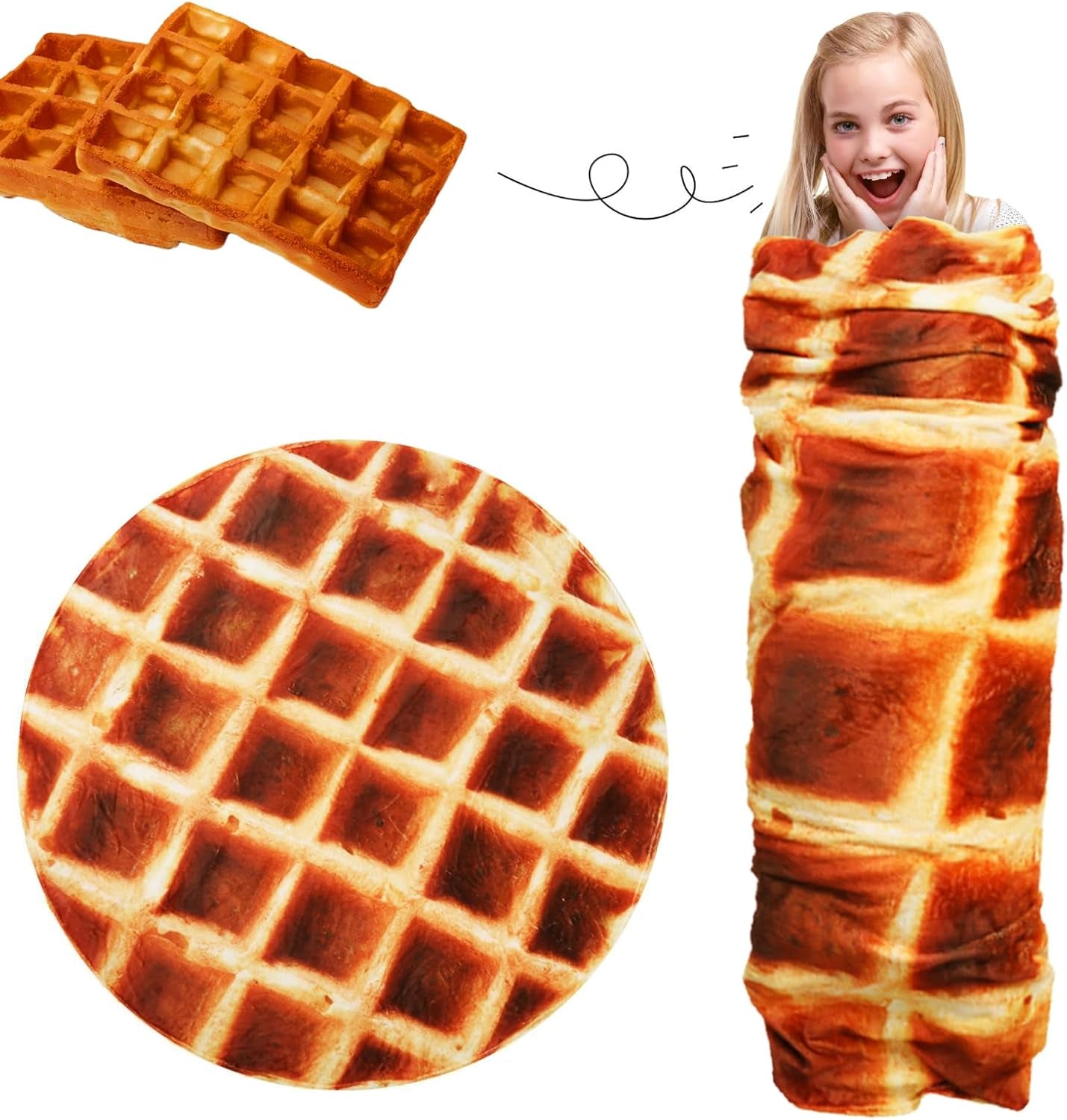 Pizza Blanket for Teen Kids, 60 Inch Throw Blanket, round Pepperoni Pizza Food Blanket, Funny Gifts for Boy Girl, Soft Flannel Blanket for Bed Office Travel