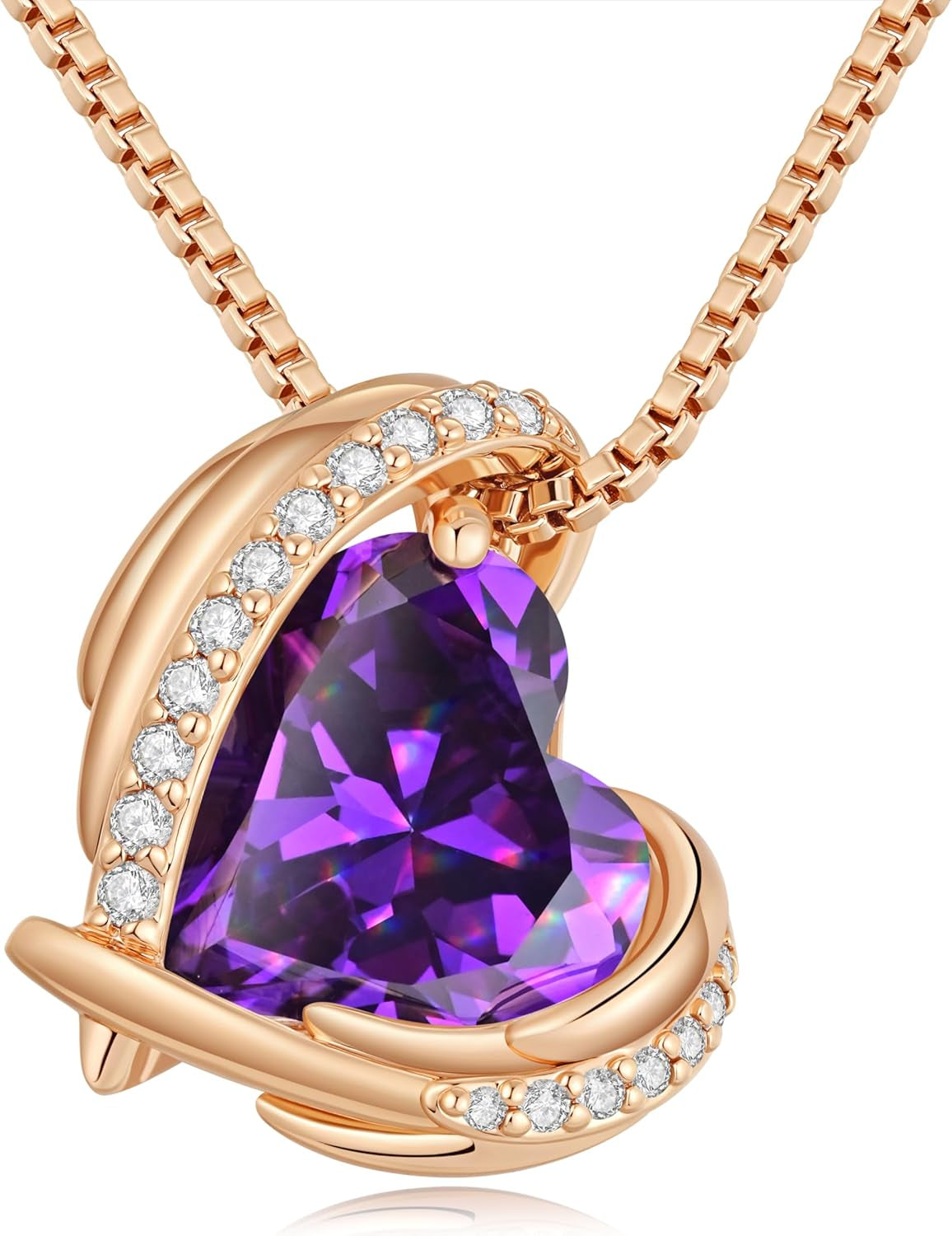 Mothers Day Gifts for Mom,Love Heart Pendant Necklaces for Women, Silver Tone Rose Gold Tone Birthstone Jewelry Gifts for Wife Her