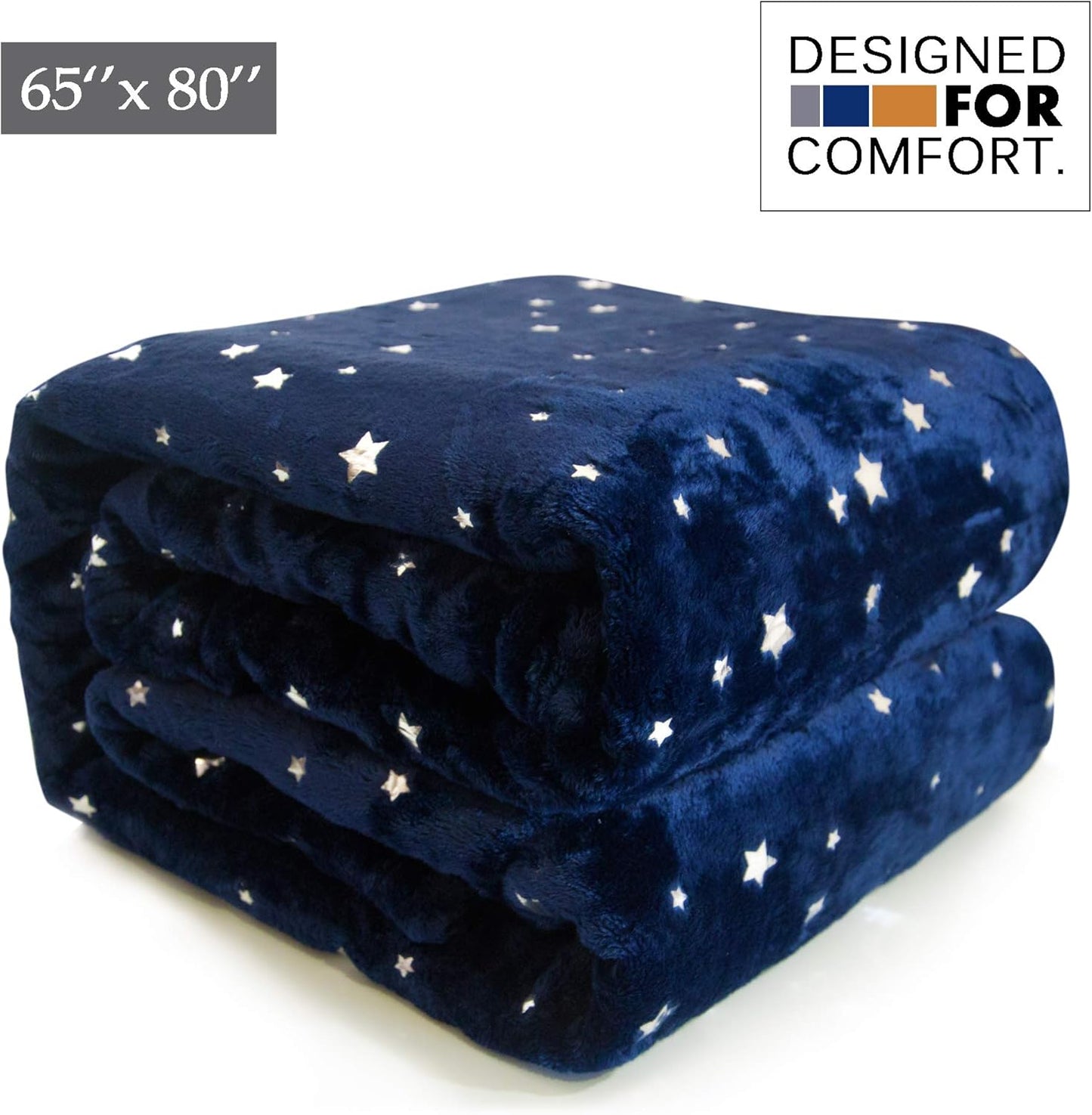 Throw Blanket, Ultra Soft Thick Microplush Bed Blanket, All Season Premium Fluffy Microfiber Fleece Throw for Sofa Couch (Twin Size 65"X80", Navy Blue)