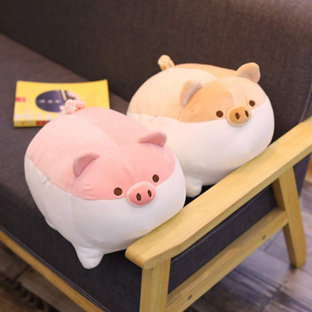 Soft Fat Pig Plush Hugging Pillow,Cute Piggy Stuffed Animal Doll Toy Gifts for Bedding, Kids Birthday, Valentine, Christmas (Pink, 15.7")