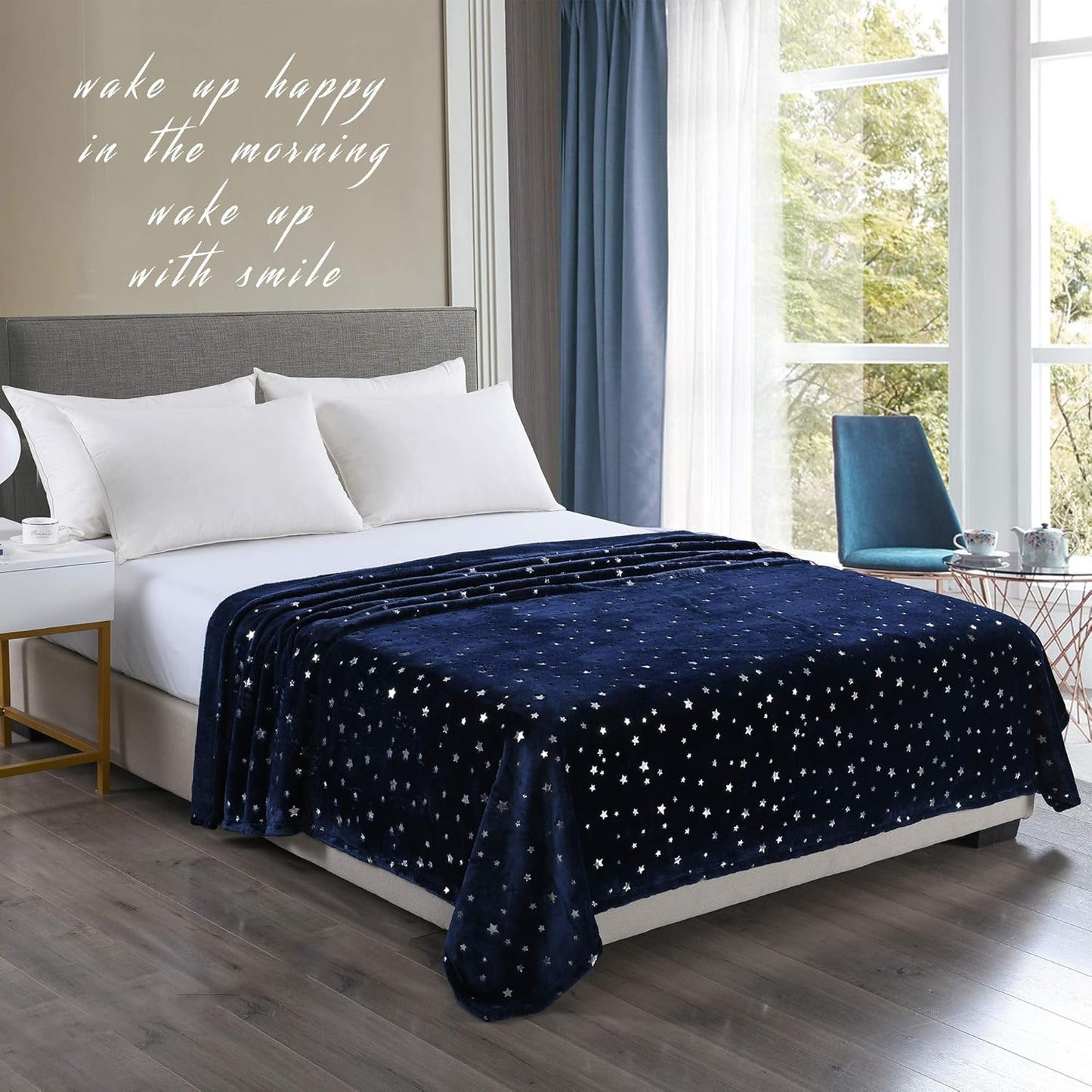 Throw Blanket, Ultra Soft Thick Microplush Bed Blanket, All Season Premium Fluffy Microfiber Fleece Throw for Sofa Couch (Twin Size 65"X80", Navy Blue)