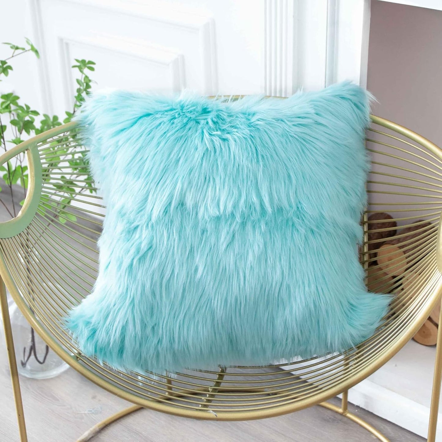 Decorative Lumbar Soft Faux Fur Throw Pillow Cover Luxury Series Rectangle Plush Pillow Case Cushion Cover for Couch Sofa Bed (12" X 20", White)