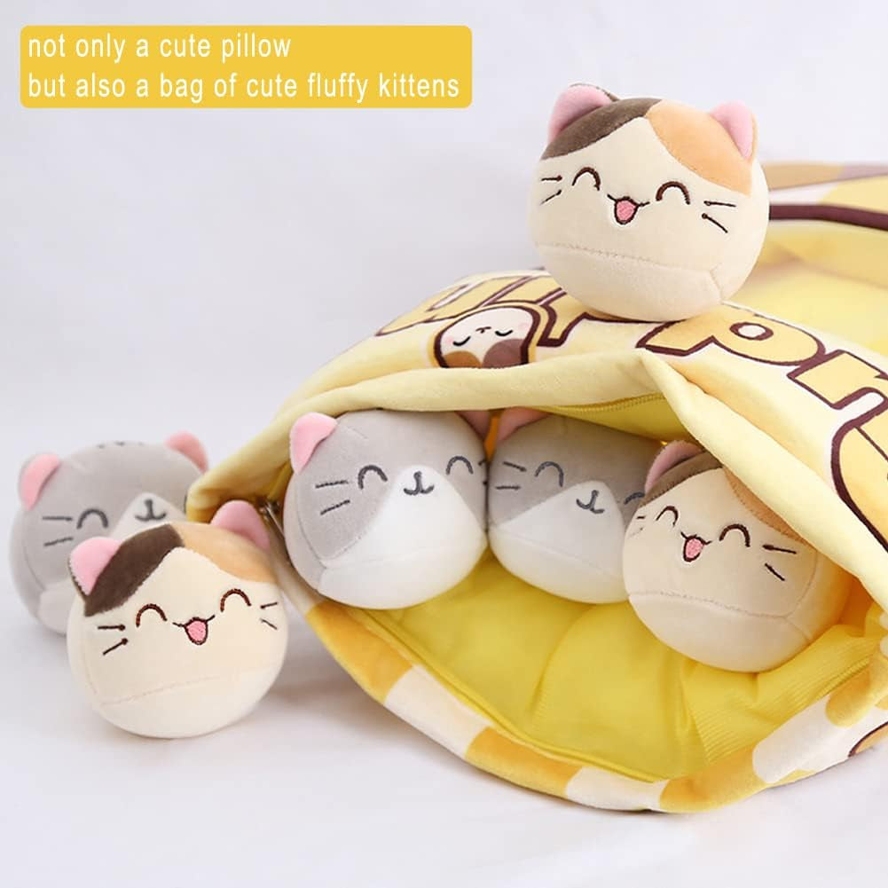 Cute Plush Pillow Throw Pillow Removable Stuffed Animal Toys Creative Gifts for Girls (Kitten)