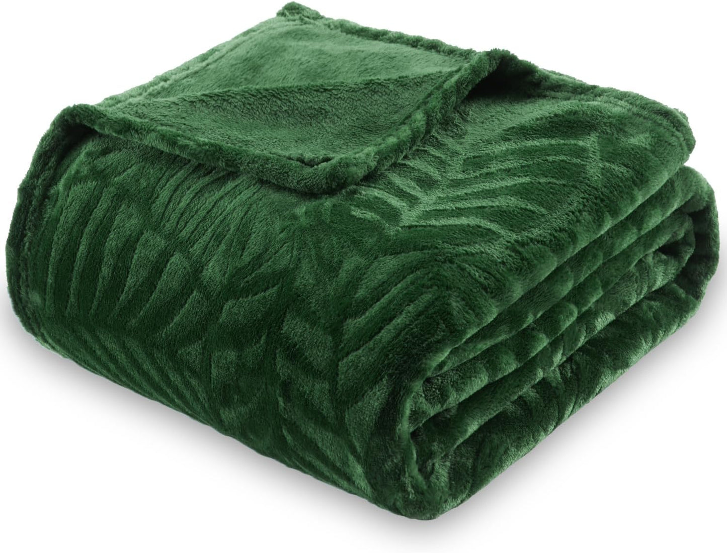 Super Soft Flannel Fleece Bed Blanket, Lightweight Cozy Warm Leaves Textured Plush Blanket as Bedspread Coverlet Bed Cover for All Seasons, 90 X 90 Inches, Blue Coral