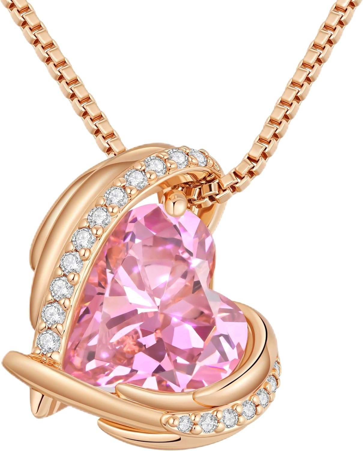 Mothers Day Gifts for Mom,Love Heart Pendant Necklaces for Women, Silver Tone Rose Gold Tone Birthstone Jewelry Gifts for Wife Her