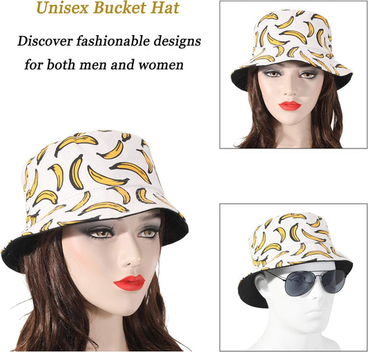 Unisex Cute Print Bucket Hat Summer Travel Fisherman Cap for Women Men Teens