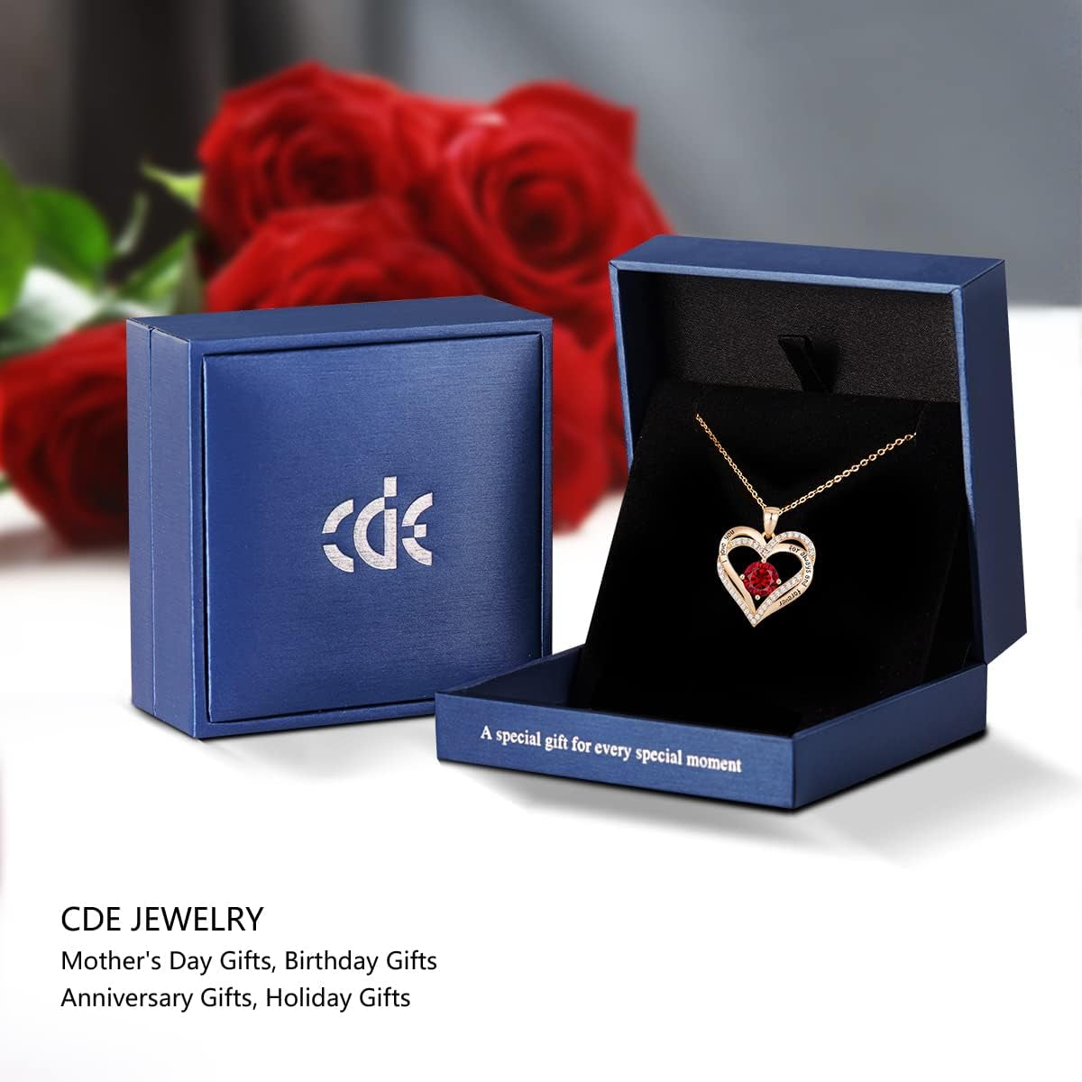 Forever Love Heart Necklaces for Women, Wedding Anniversary, Birthday Mothers Day Gifts for Mom, Mother, Wife, Girlfriend, S925 Silver Jewelry with Birthstone Pendant