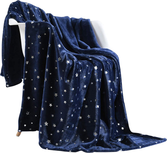Throw Blanket, Ultra Soft Thick Microplush Bed Blanket, All Season Premium Fluffy Microfiber Fleece Throw for Sofa Couch (Twin Size 65"X80", Navy Blue)