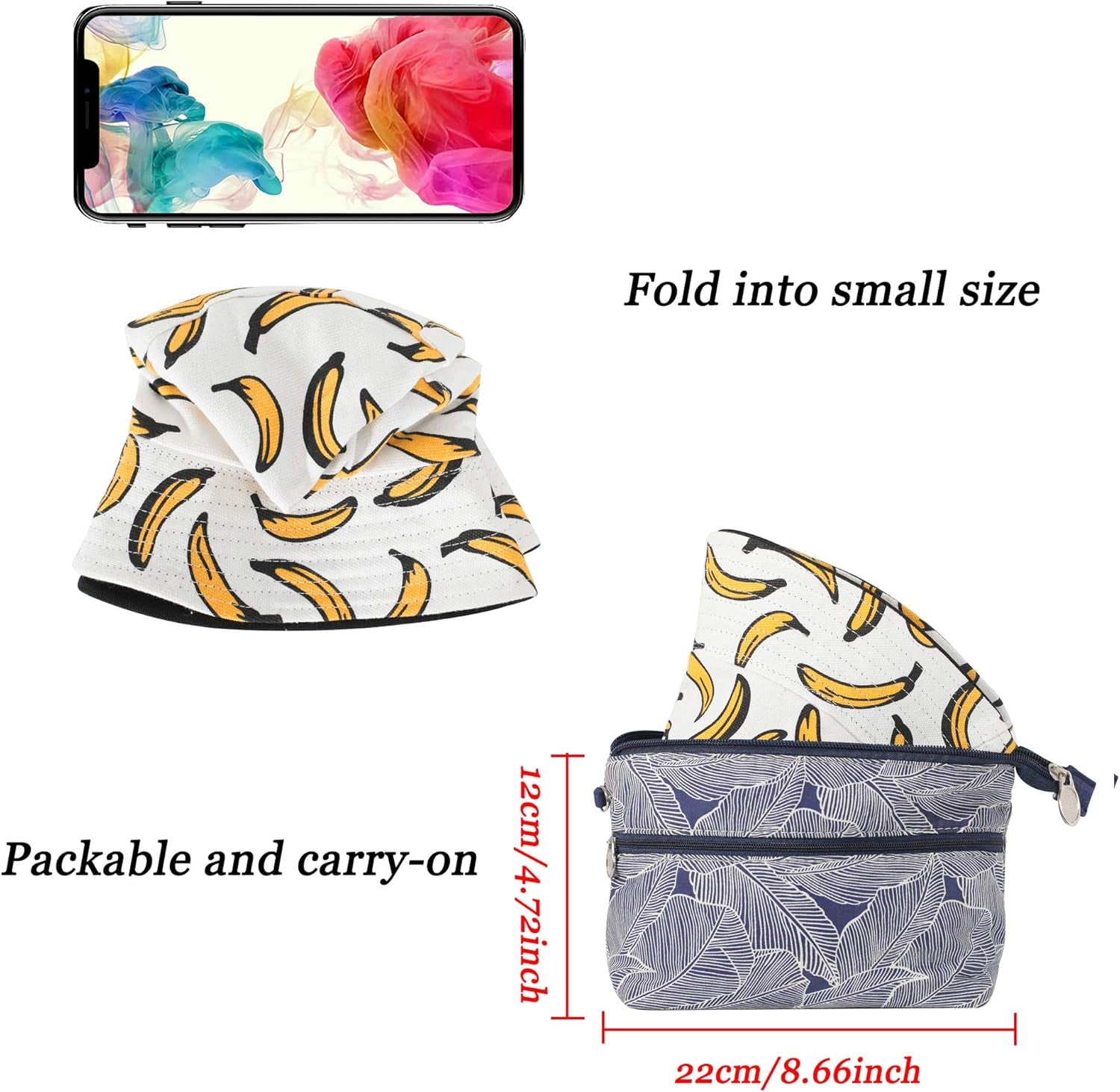 Unisex Cute Print Bucket Hat Summer Travel Fisherman Cap for Women Men Teens