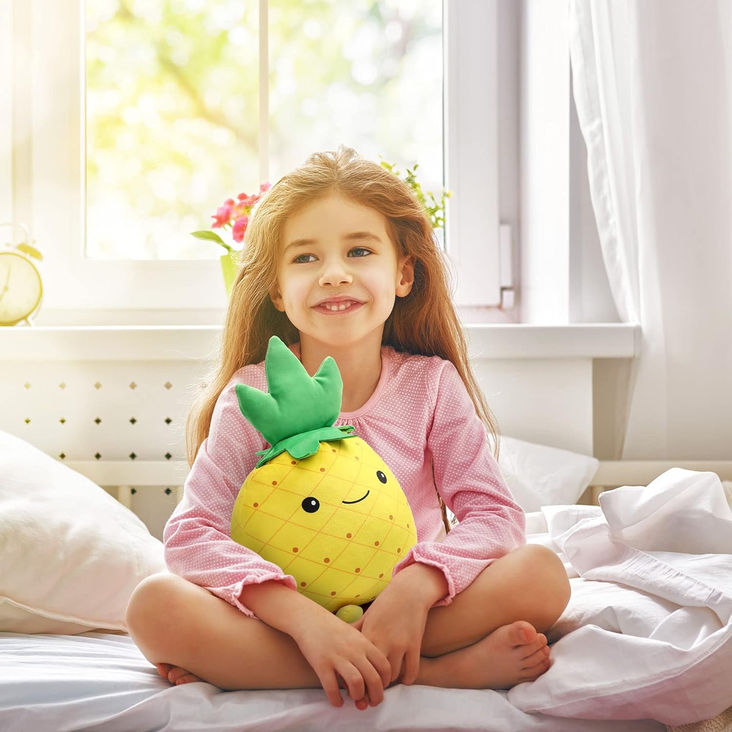 Pineapple Plush Toy, Set of 3, 12", 7" and 6'' Squishy Stuffed Animal Toys, Fruit Plushies, Fun Plush Pillow, Easter Basket Stuffers, Ms Sweety and Baby Pineapples