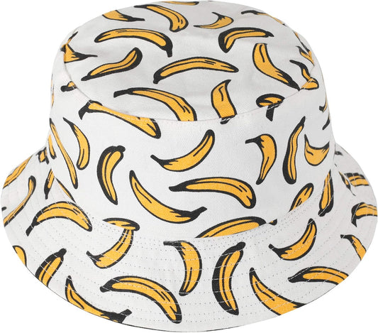 Unisex Cute Print Bucket Hat Summer Travel Fisherman Cap for Women Men Teens
