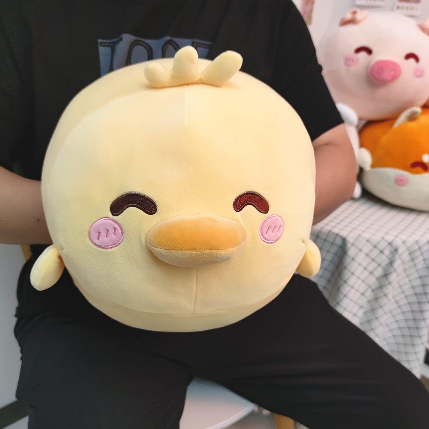 Duck Plush Pillow Stuffed Animal Snuggly Pillow Cute Plush Toy Snuggle Buddy Duck Plushie Kawaii Soft Hugging Pillow for Kids Boys Girls 17.7In