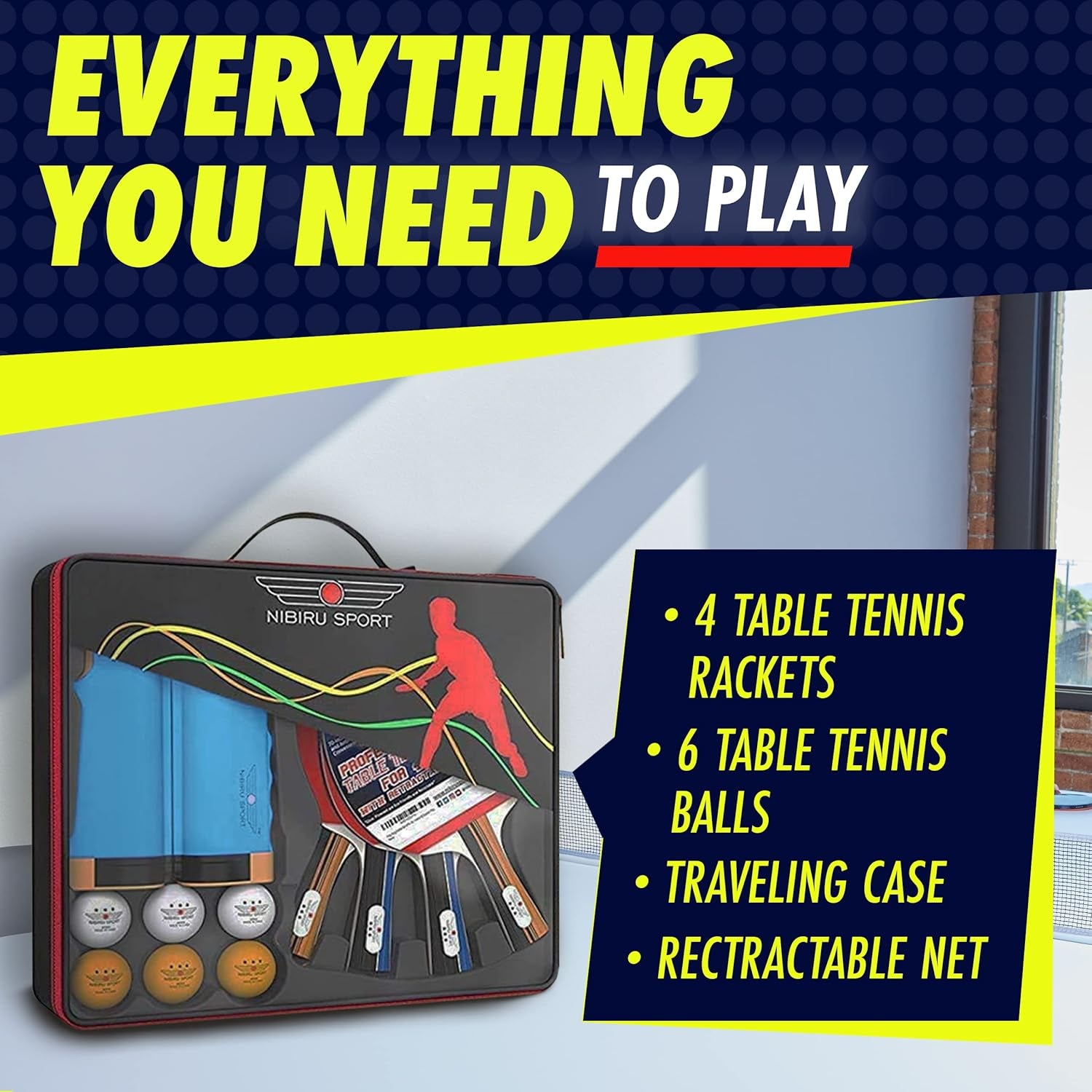 Professional Ping Pong Paddle Sets - 2 Player or 4 Player Table Tennis Paddles, Retractable Net, Pingpong Balls and Carry Bag Storage Case - Table Tennis Equipment & Ping Pong Accessories