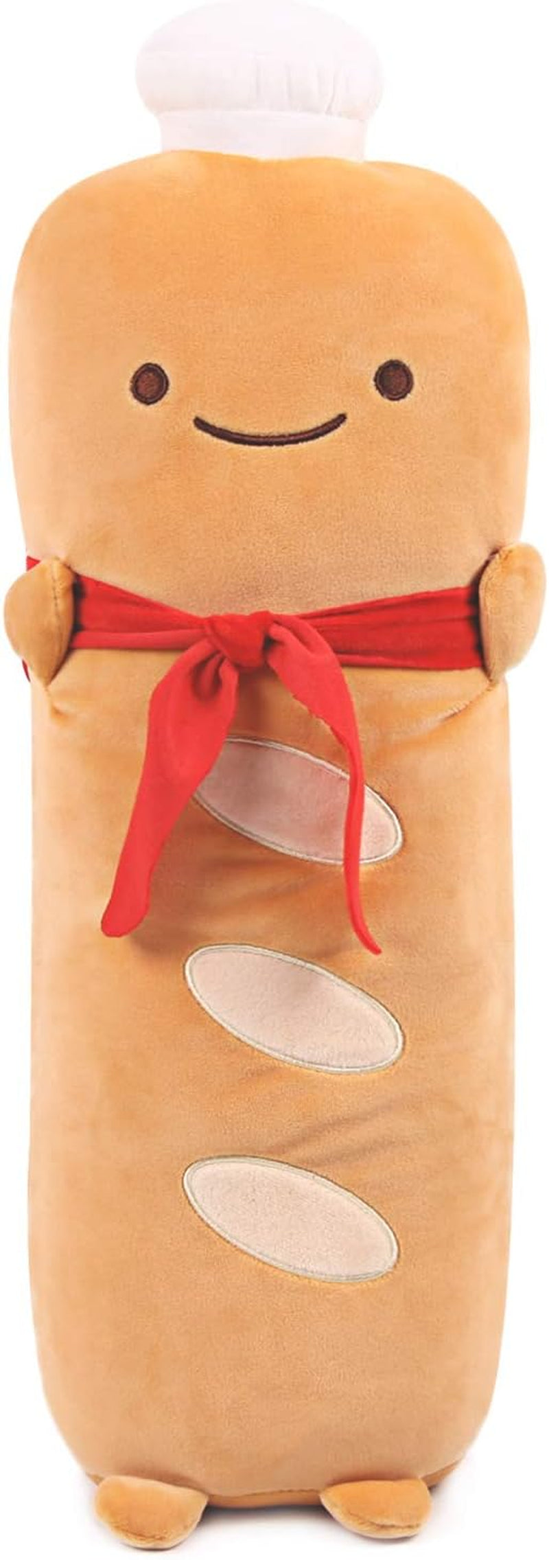 Funny 21.6In Toast Baguette Pillow,French Baguette Shape Plush Hugging Pillow with Red Scarf,Soft Toast Food Sofa Cushion Home Decor,Plush Toy for Friends Family Birthday
