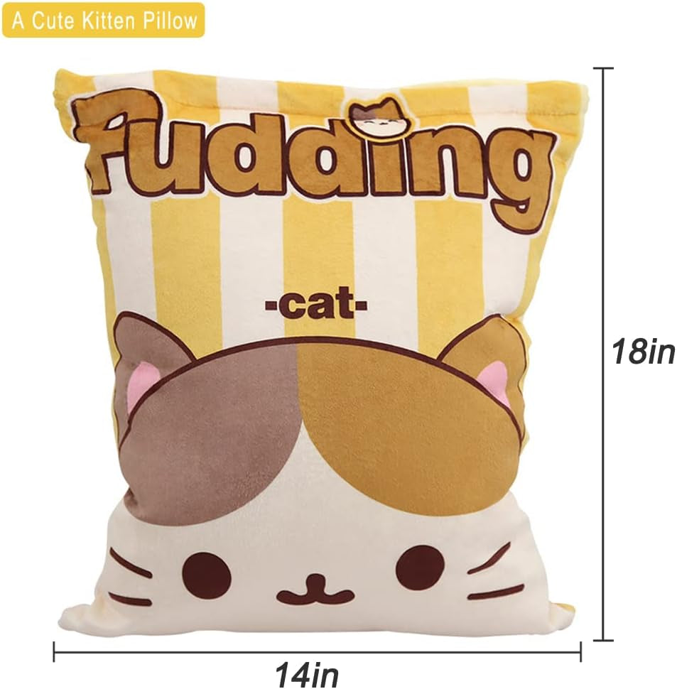 Cute Plush Pillow Throw Pillow Removable Stuffed Animal Toys Creative Gifts for Girls (Kitten)