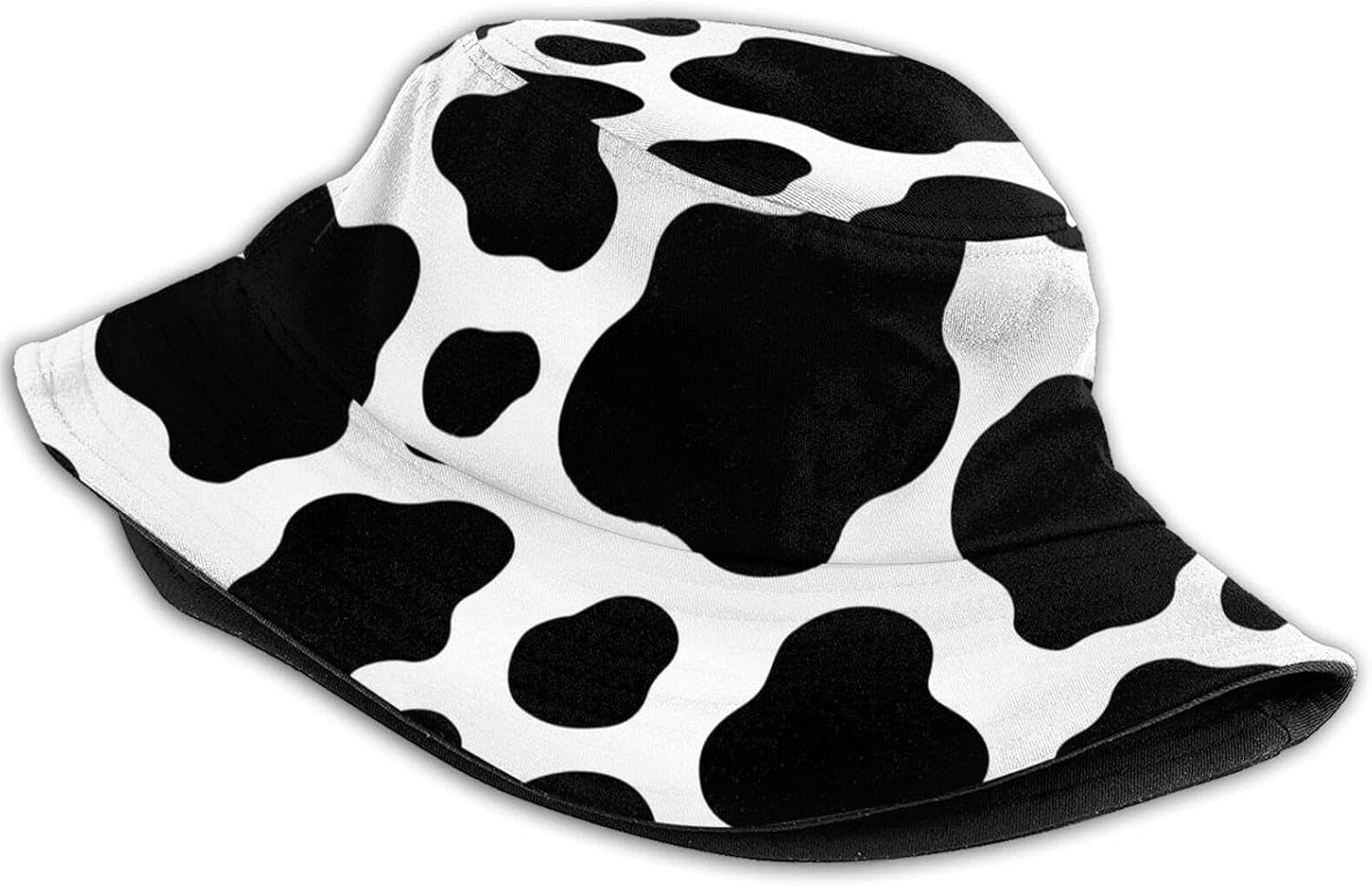 Black and White Cow Print Bucket Hats Fashion Sun Cap Packable Outdoor Fisherman Hat for Women and Men