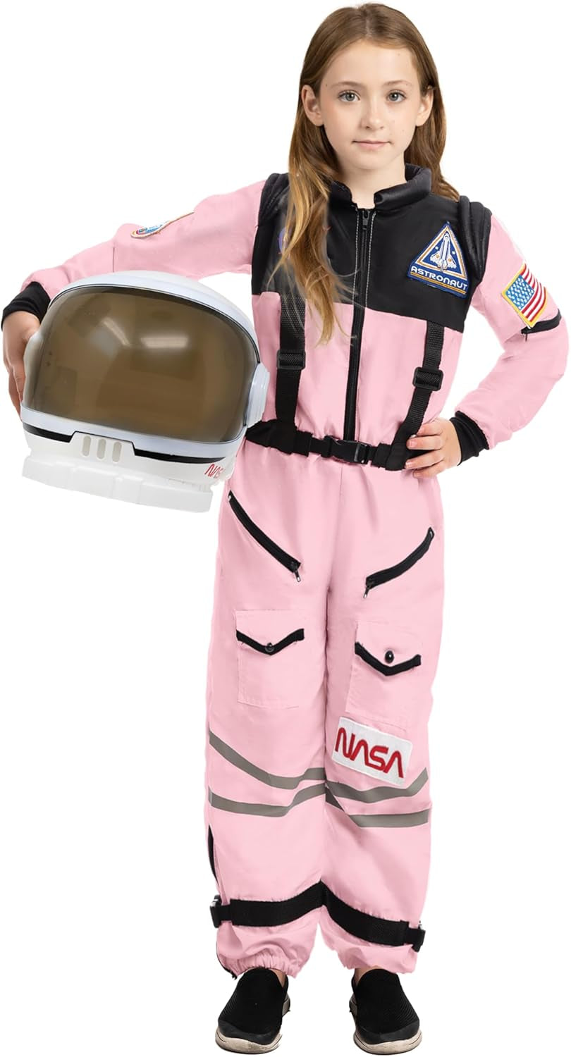 Astronaut Costume with Helmet, Space Suit for Toddler, Kids Astronaut Halloween Costume for Cosplay