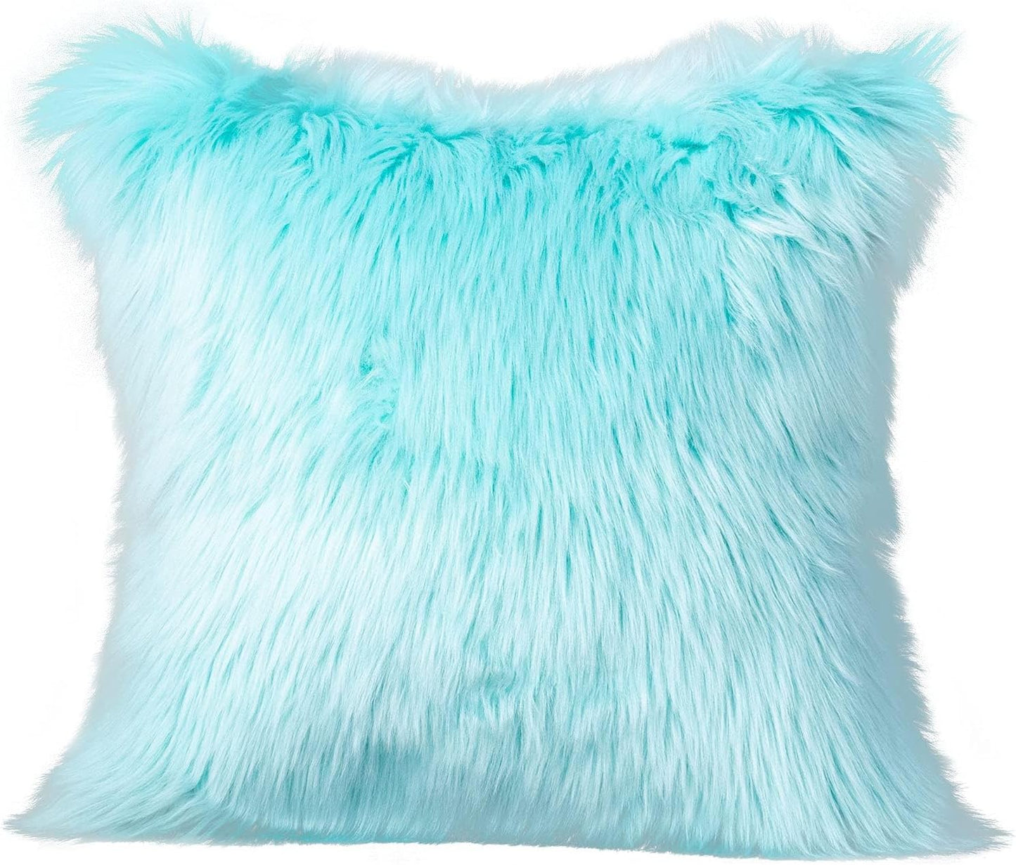 Decorative Lumbar Soft Faux Fur Throw Pillow Cover Luxury Series Rectangle Plush Pillow Case Cushion Cover for Couch Sofa Bed (12" X 20", White)