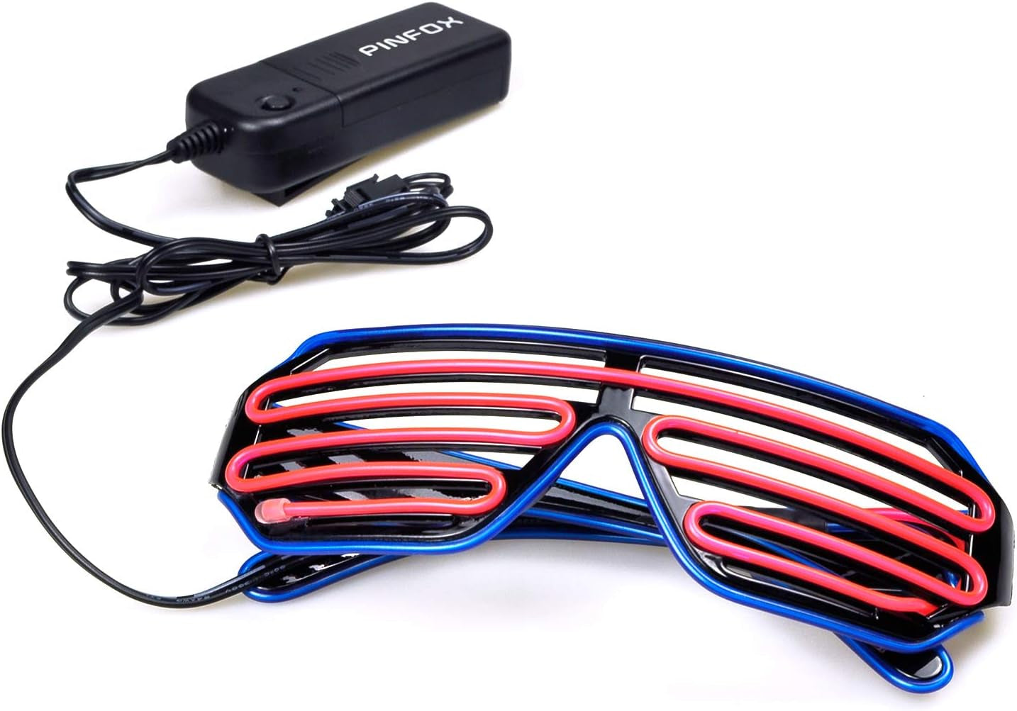 Light up Flashing Shutter Neon Rave Glasses El Wire LED Sunglasses Glow DJ Costumes for Party, 80S, EDM RB03 (Blue - Pink)