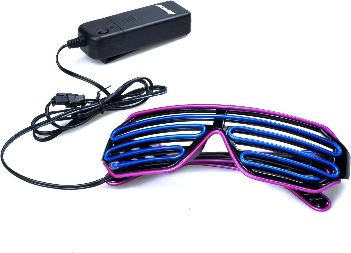 Shutter EL Wire Neon Rave Glasses Flashing LED Sunglasses Light up Costumes for 80S, EDM, Party RB03 (Purple - Blue)