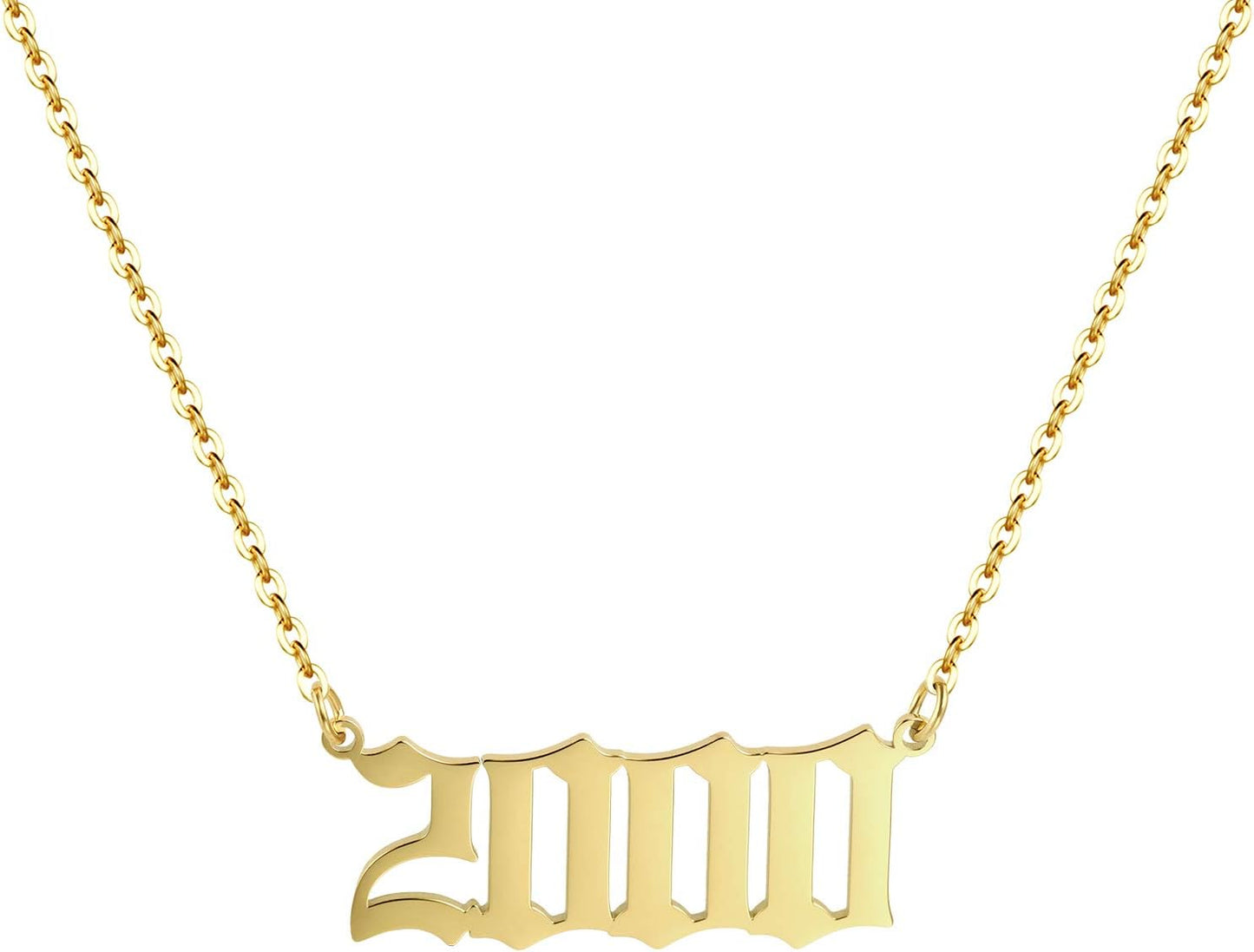 Birth Year Necklace 18K Gold Plated Birth Year Number Pendant Necklace Stainless Steel Birthday Year Necklace for Women,1970-2024