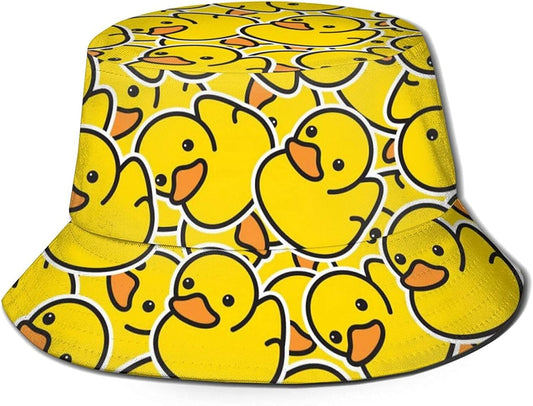 Rubber Duck Pattern Bucket Hats Fashion Sun Cap Packable Outdoor Fisherman Hat for Women and Men