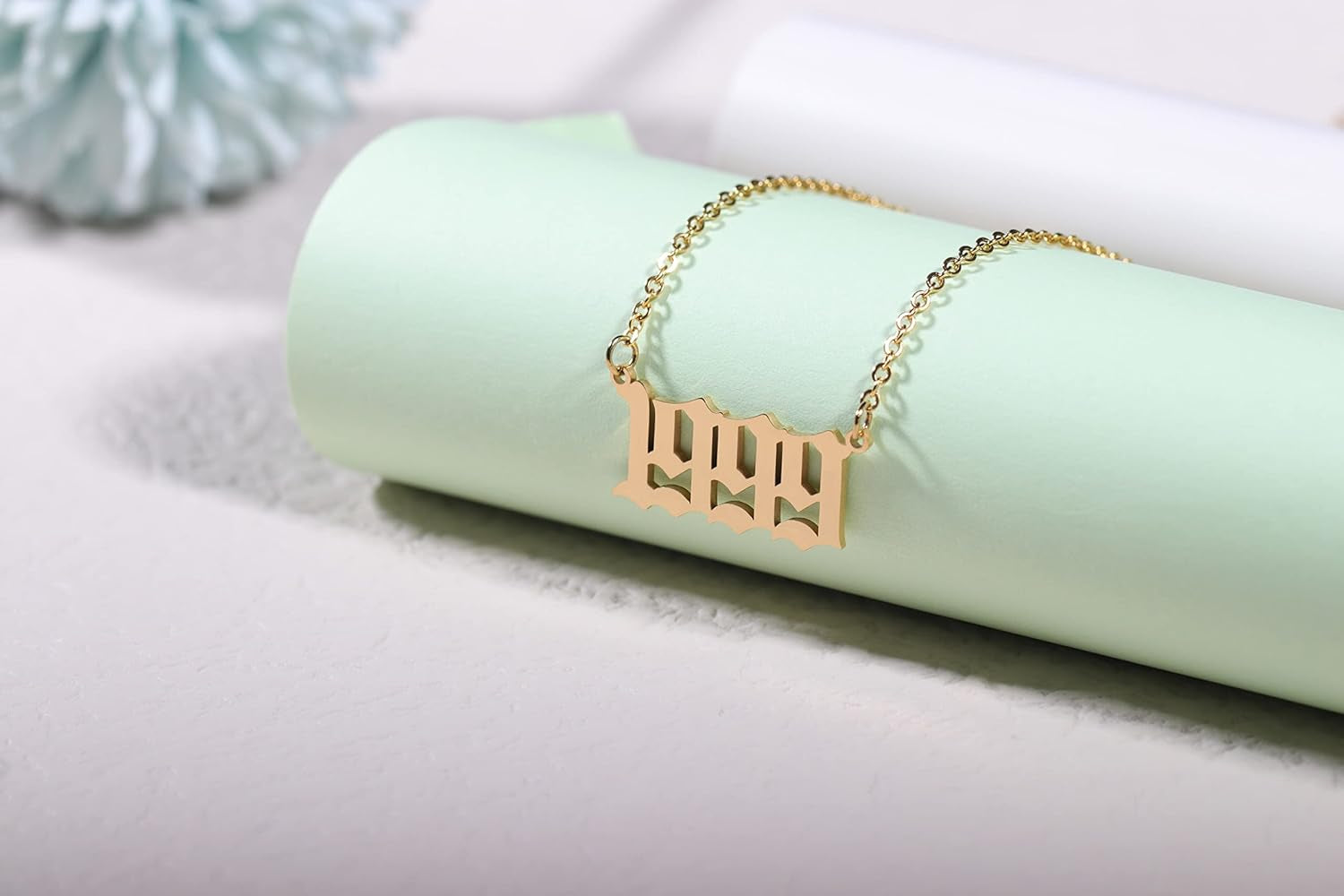 Birth Year Necklace 18K Gold Plated Birth Year Number Pendant Necklace Stainless Steel Birthday Year Necklace for Women,1970-2024