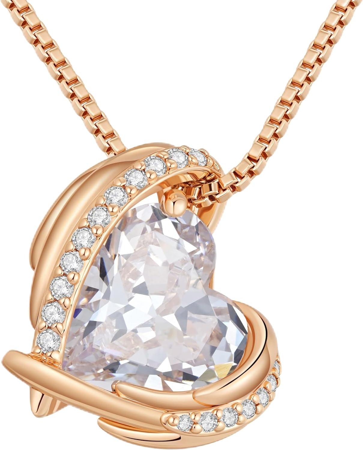 Mothers Day Gifts for Mom，Love Heart Pendant Necklaces for Women, Silver Tone Rose Gold Tone Birthstone Jewelry Gifts for Wife Her